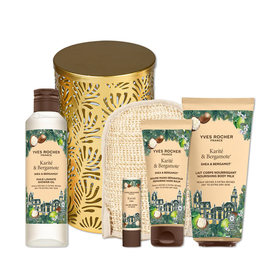 Praznični set s Karitejevim maslom & Bergamotko za suho kožo